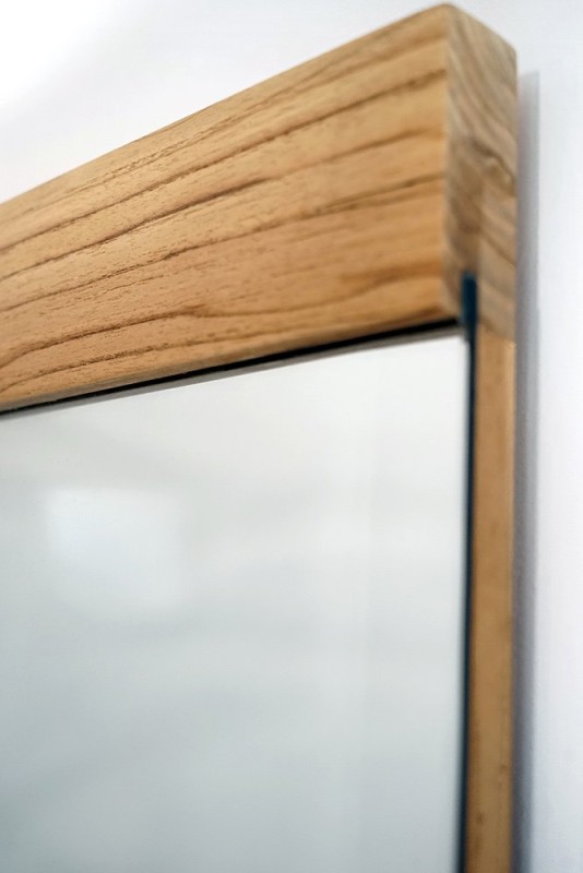 Rechthoekige spiegel 120 cm met dubbel houten frame
