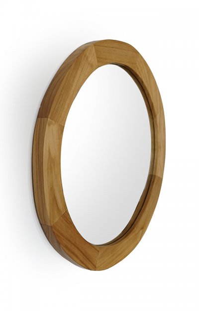 Ronde spiegel van 60 cm met houten frame
