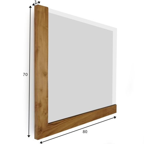 Massief Teakhouten Spiegel van 80 cm met L frame