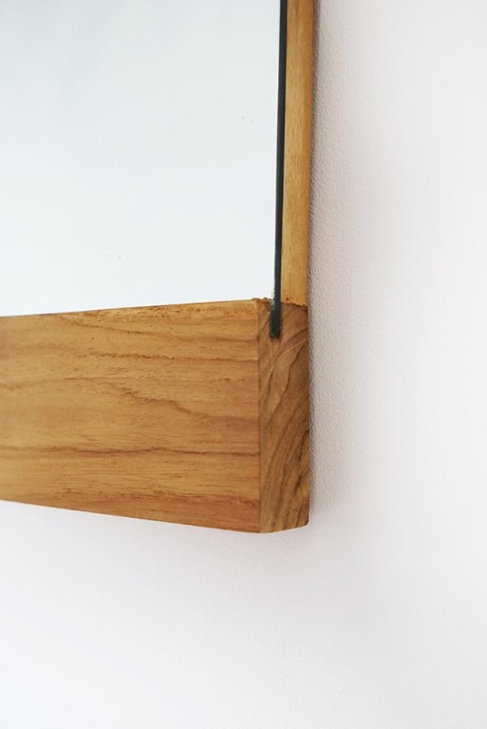 Massief Teakhouten Spiegel van 80 cm met L frame