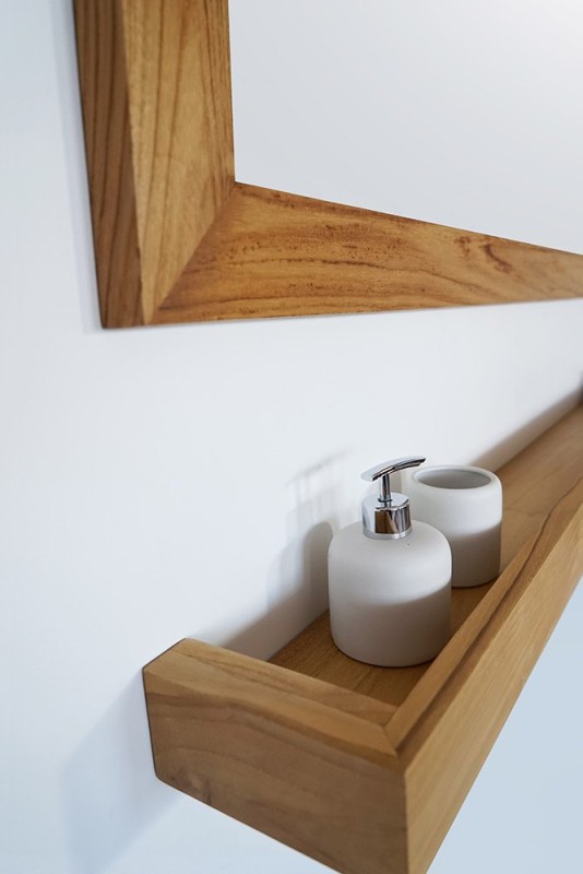 Rechthoekige Spiegel 140 cm van massief teakhout frame
