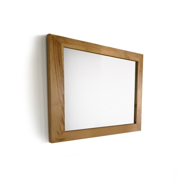 Rechthoekige spiegel 80 cm van massief teakhout frame
