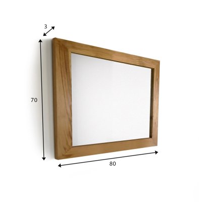 Rechthoekige spiegel 80 cm van massief teakhout frame