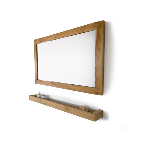 Rechthoekige Spiegel 120 cm van massief teakhout frame