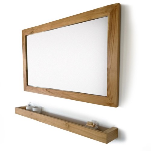 Rechthoekige Spiegel 120 cm van massief teakhout frame