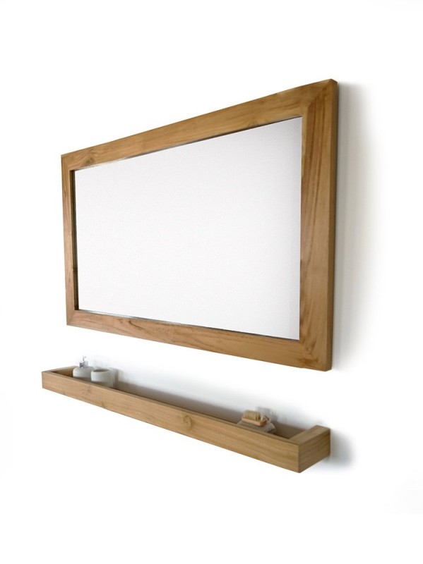 Rechthoekige Spiegel 120 cm van massief teakhout frame