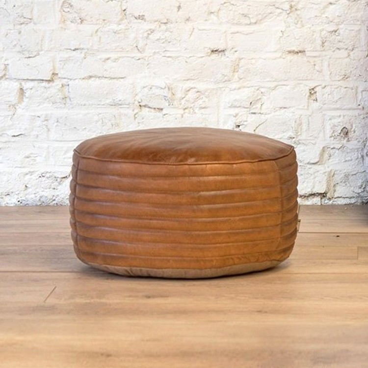 Pouf rond en cuir Savoy