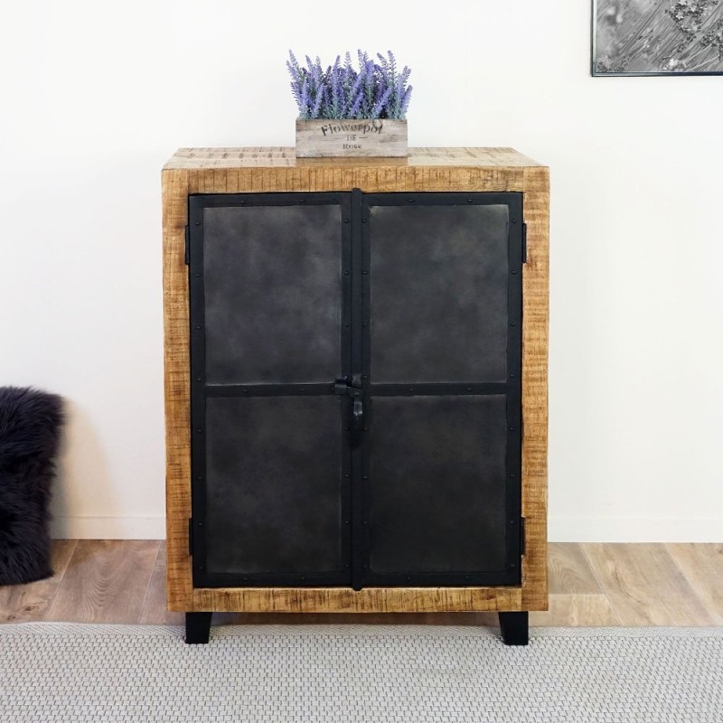 Klein houten en metalen dressoir - Brooklyn
