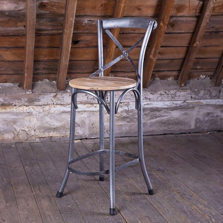 Bistro hoge stoel hout en metaal
