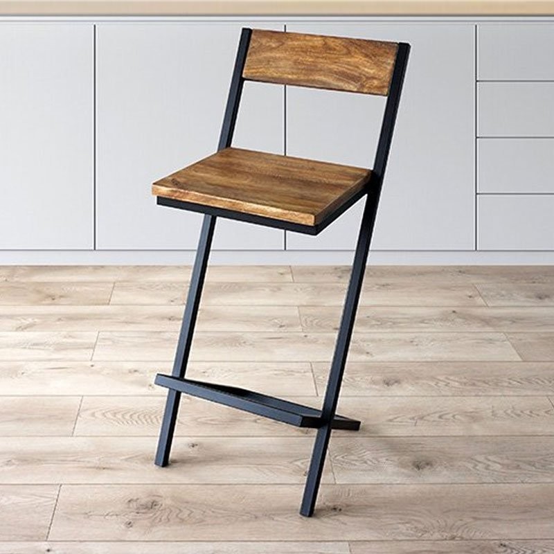 Houten en metalen barstoel Linea