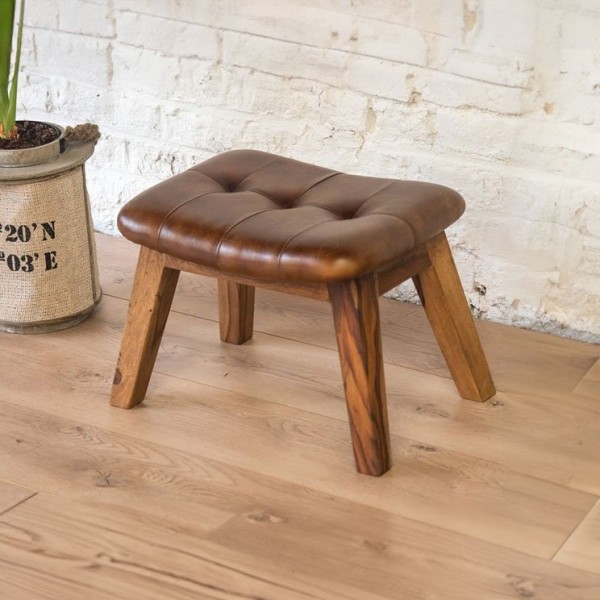 Tabouret d’appoint en cuir PLAZA