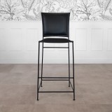 Zwart metalen leren barstoel - Urban
