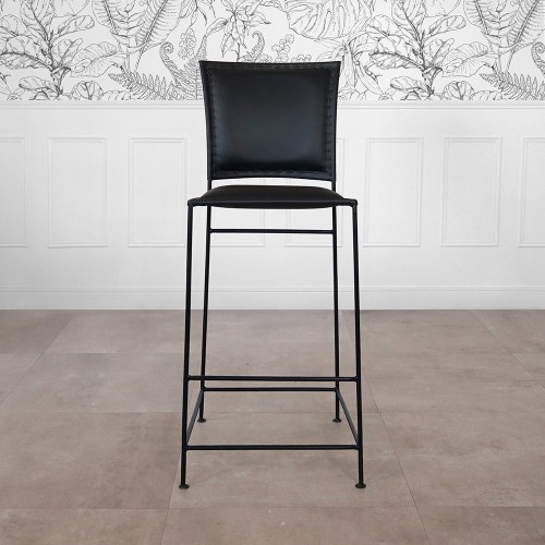 Zwart metalen leren barstoel - Urban