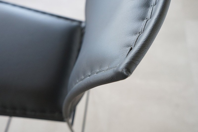 Zwart leren metalen barstoel - Urban