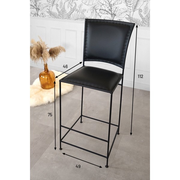 Zwart metalen leren barstoel - Urban