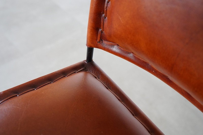 Bruine metalen leren barstoel - Urban