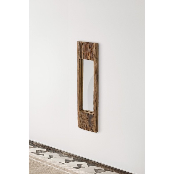 Rechthoekige spiegel van ruw hout 25 x 90 cm