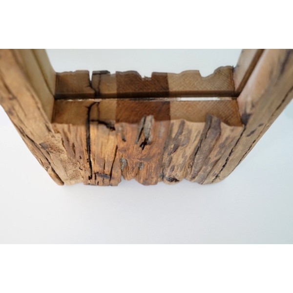Rechthoekige spiegel van ruw hout 25 x 90 cm