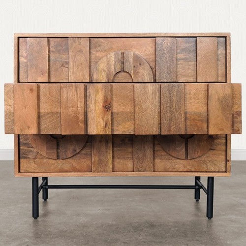 Dressoir met 3 laden in massief mangohout 85 cm - Flow