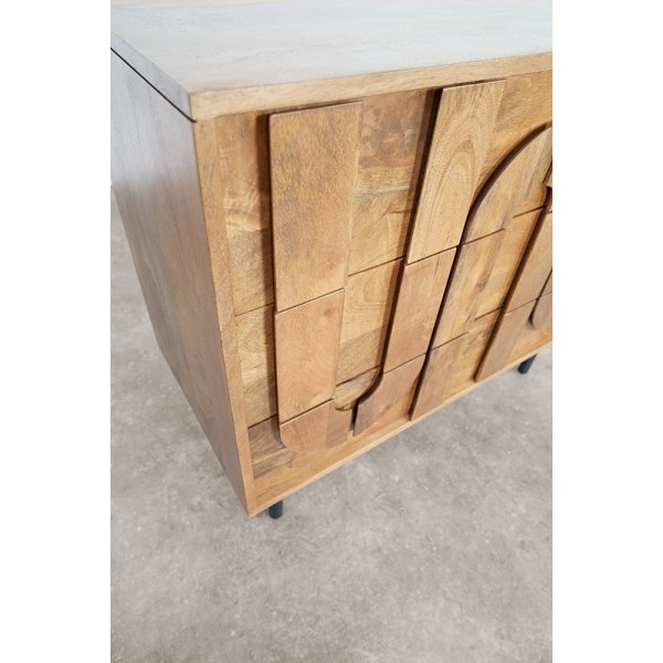 Dressoir met 3 laden in massief mangohout 85 cm - Flow