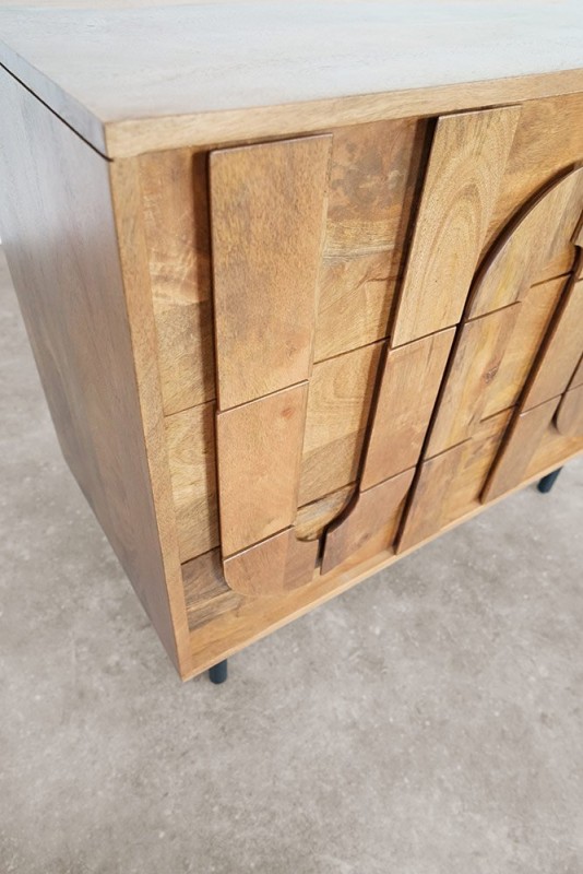 Dressoir met 3 laden in massief mangohout 85 cm - Flow