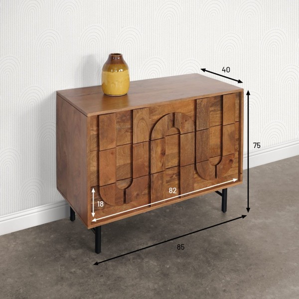 Dressoir met 3 laden in massief mangohout 85 cm - Flow