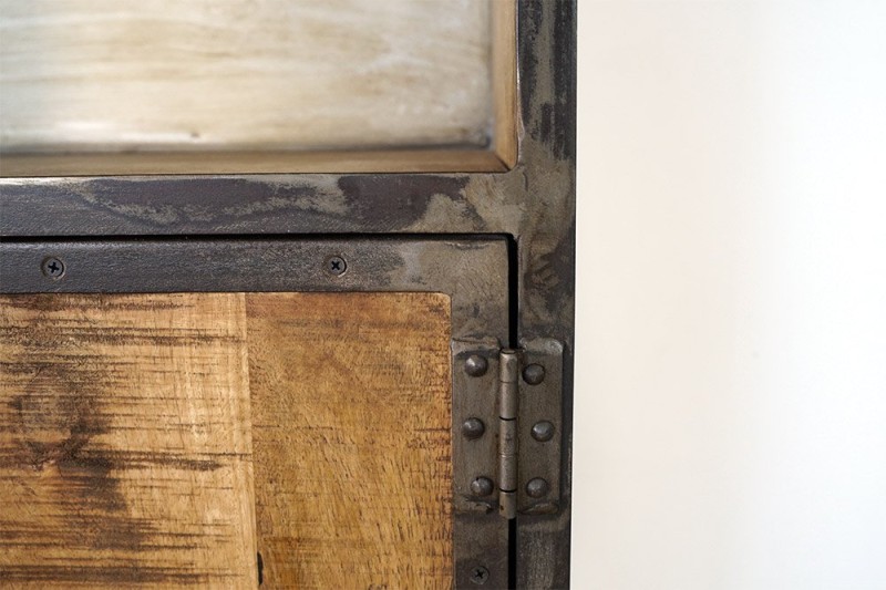 Industriële metalen servieskast met houten deuren - Manchester