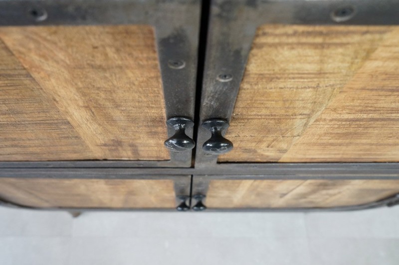 Industriële metalen servieskast met houten deuren - Manchester