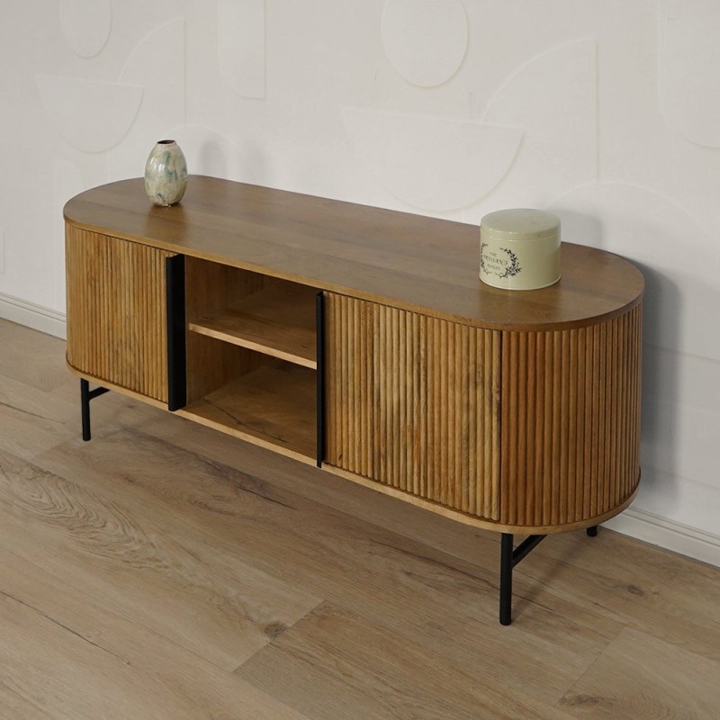 TV-meubel van massief hout en metaal - Thanais