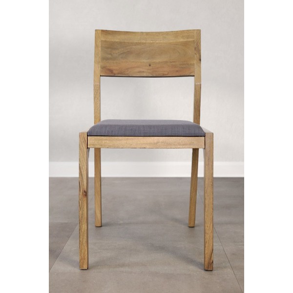 Stoel van naturel hout en grijze stof - Elegance