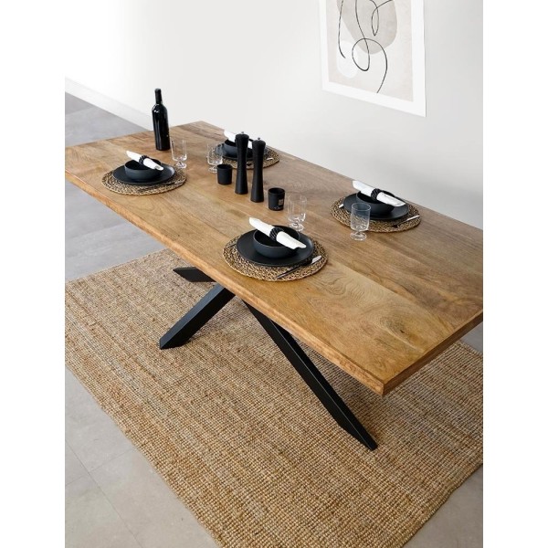 Massief houten en metalen tafel - Mikado