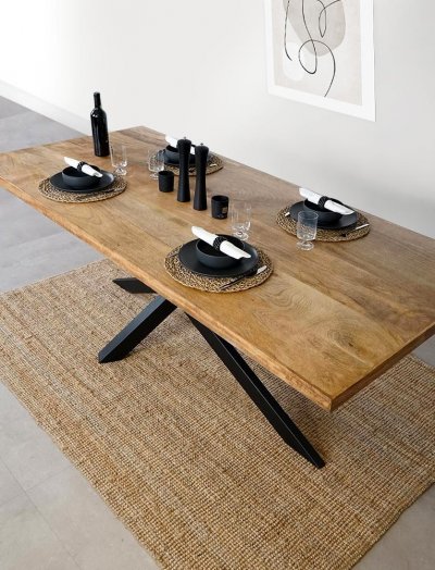 Massief houten en metalen tafel - Mikado