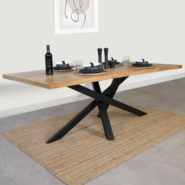 Massief houten en metalen tafel - Mikado