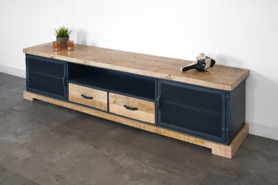 TV-meubel van massief hout en metaal 200 cm - Cambridge