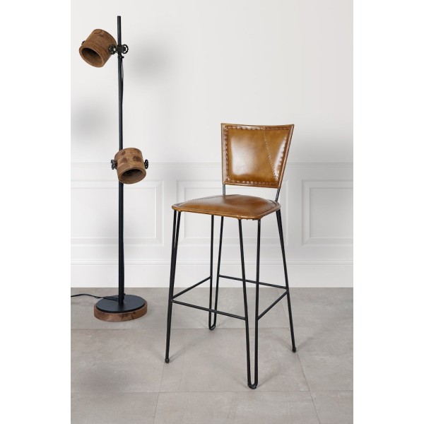 Metalen en vintage lederen stoel SMART