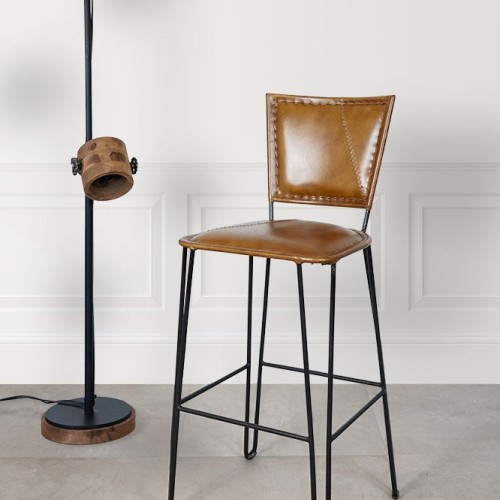 Metalen en vintage lederen stoel SMART