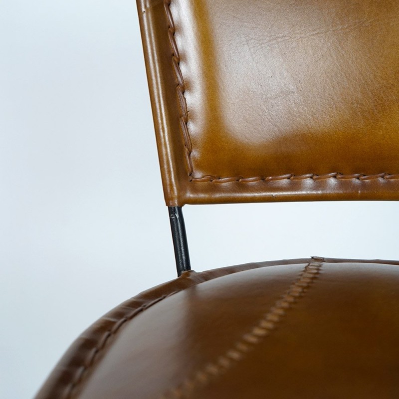 Vintage metalen en lederen barstoel - Smart