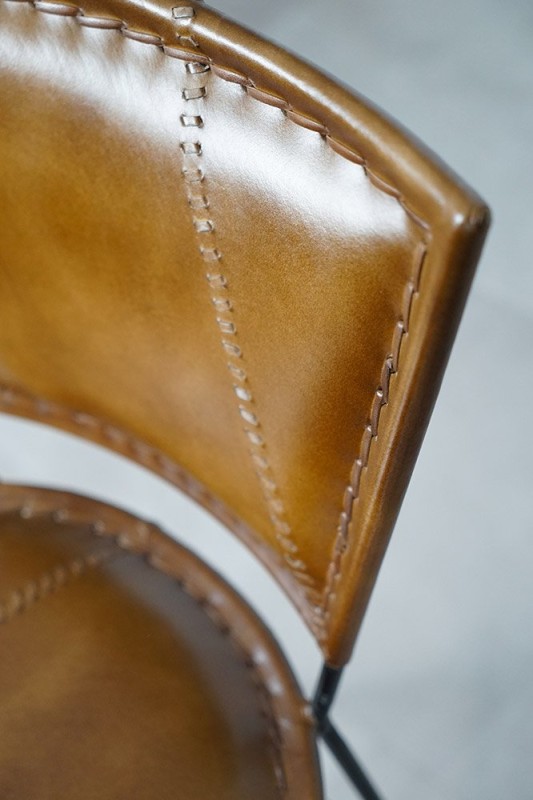Vintage metalen en lederen barstoel - Smart