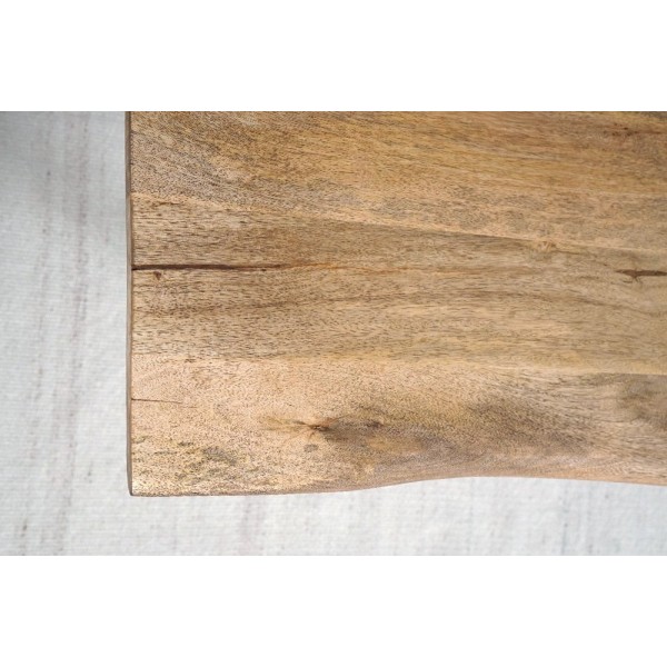 Table en bois massif avec pieds en U et double plateau