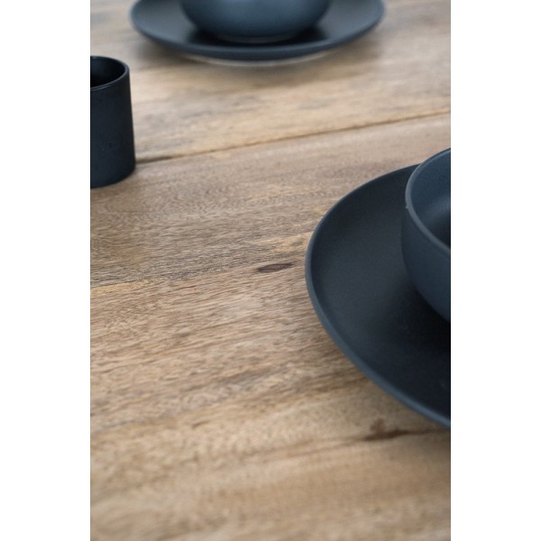 Table en bois massif avec pieds en U et double plateau