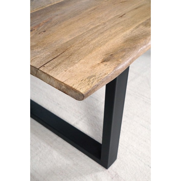 Table en bois massif avec pieds en U et double plateau