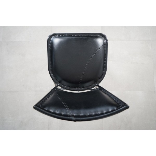 Chaise haute de cuisine vintage métal et cuir SMART noire