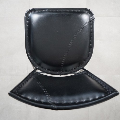 Chaise haute de cuisine vintage métal et cuir SMART noire