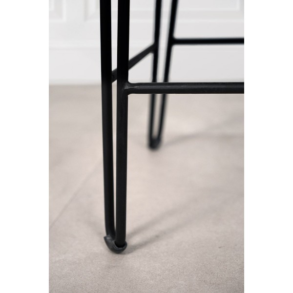 Chaise haute de cuisine vintage métal et cuir SMART noire