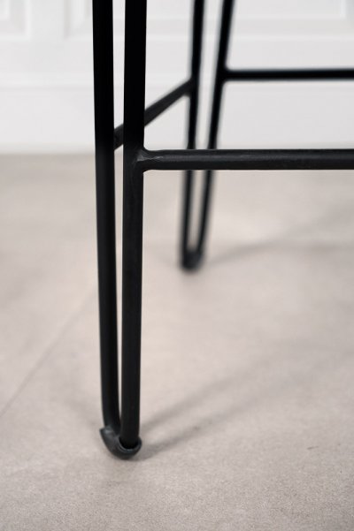 Chaise haute de cuisine vintage métal et cuir SMART noire