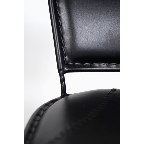 Chaise haute de cuisine vintage métal et cuir SMART noire