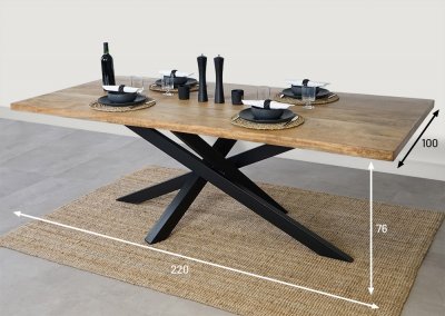 Massief houten en metalen tafel - Mikado