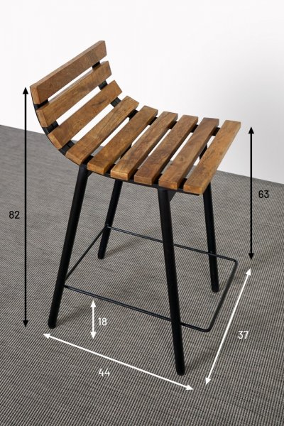 Keukenstoel van hout en metaal - Curve