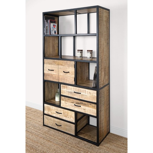Indusrtiële metalen kast met hout 185 cm x 100 cm - Walter