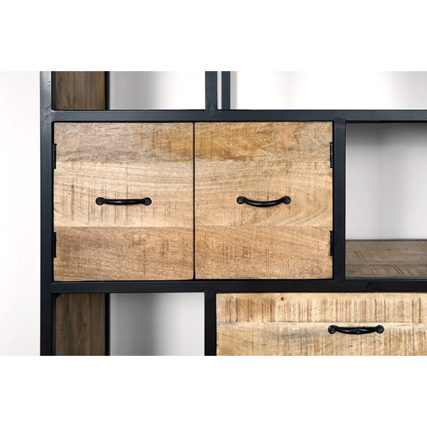 Indusrtiële metalen kast met hout 185 cm x 100 cm - Walter